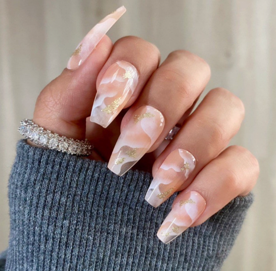 nude nail art design trend marble nails